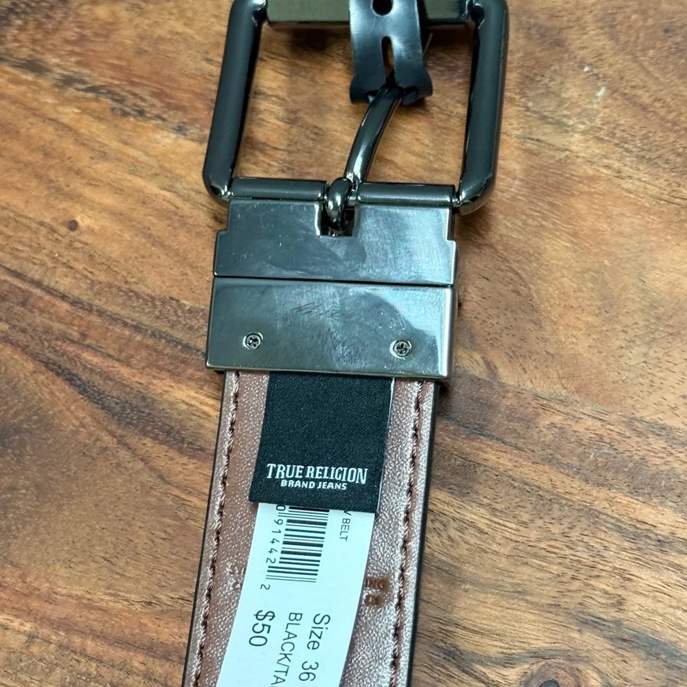 True Religion Black and Brown Men's Belt  sz 36‎
